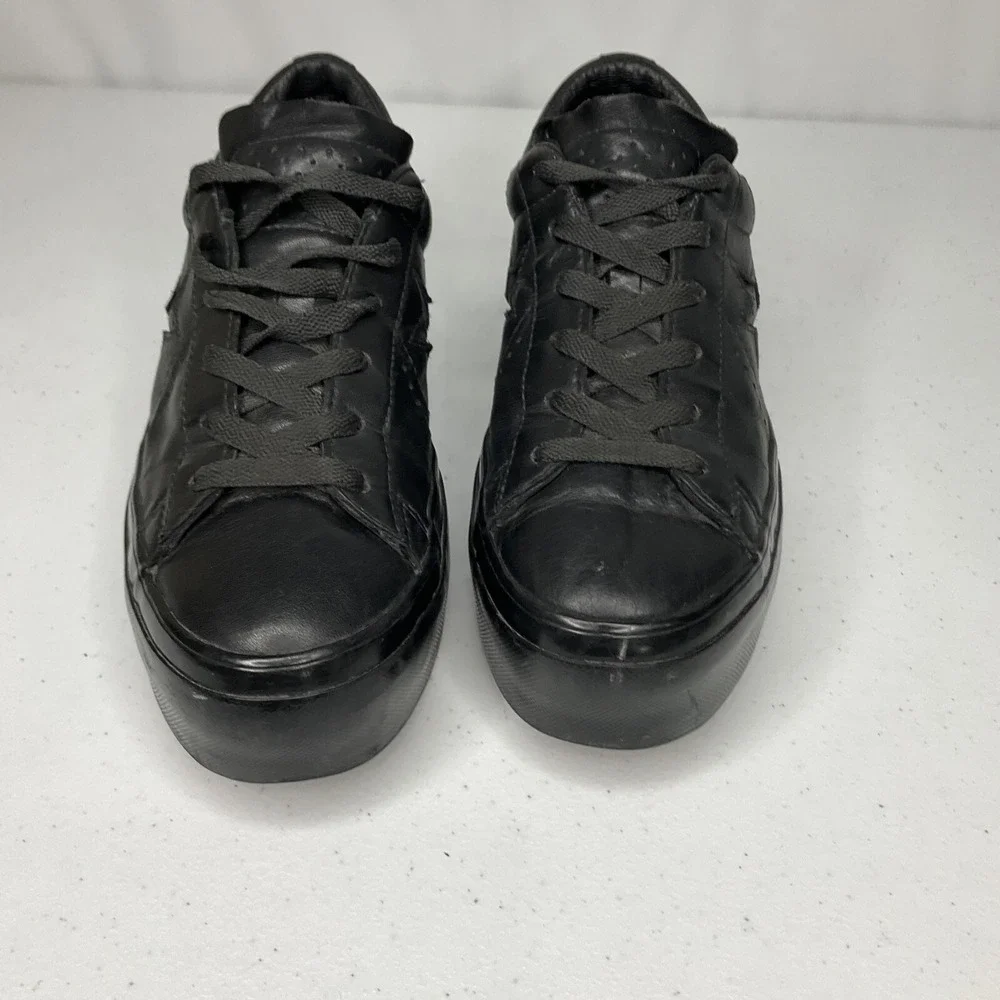 Converse‎ One Star Platform Leather Sneakers Womens Sz 8 Black Low Top 559898C